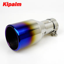 Load image into Gallery viewer, Car Universal Exhaust Pipe Muffler Tip Blue/Black/Silver Colour Plain End 304 Stainless Steel 51mm Inlet  Car Accessories