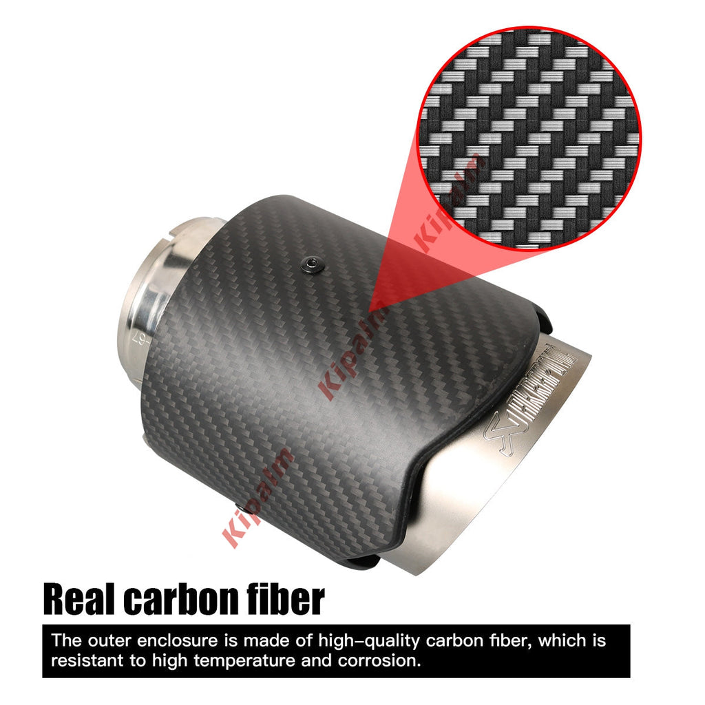 Car Universal Wavy Edge Sand Blasting Stainless Steel Matte Carbon Fiber Exhaut Tip for BENZ AUDI  TOYOTA HONDA