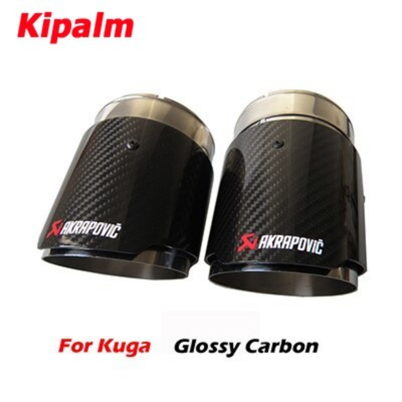2PCS Carbon Fiber Pipe For Ford Explorer Kuga Escape Muffler Tips Car Exhaust Pipes AK Logo