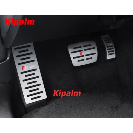 No Drill Aluminum Car Gas Pedal Accelerator Pedal Brake Pedal Cover For Audi A4 2018- Q5 2019- with Sline Logo Pedals
