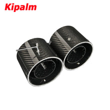 Load image into Gallery viewer, Black Coated Stainless Steel Glossy Carbon Fiber Exhaut Tip Pipe Tail Ends Fits for BMW M3 G80 M4 G82 G83 2020+