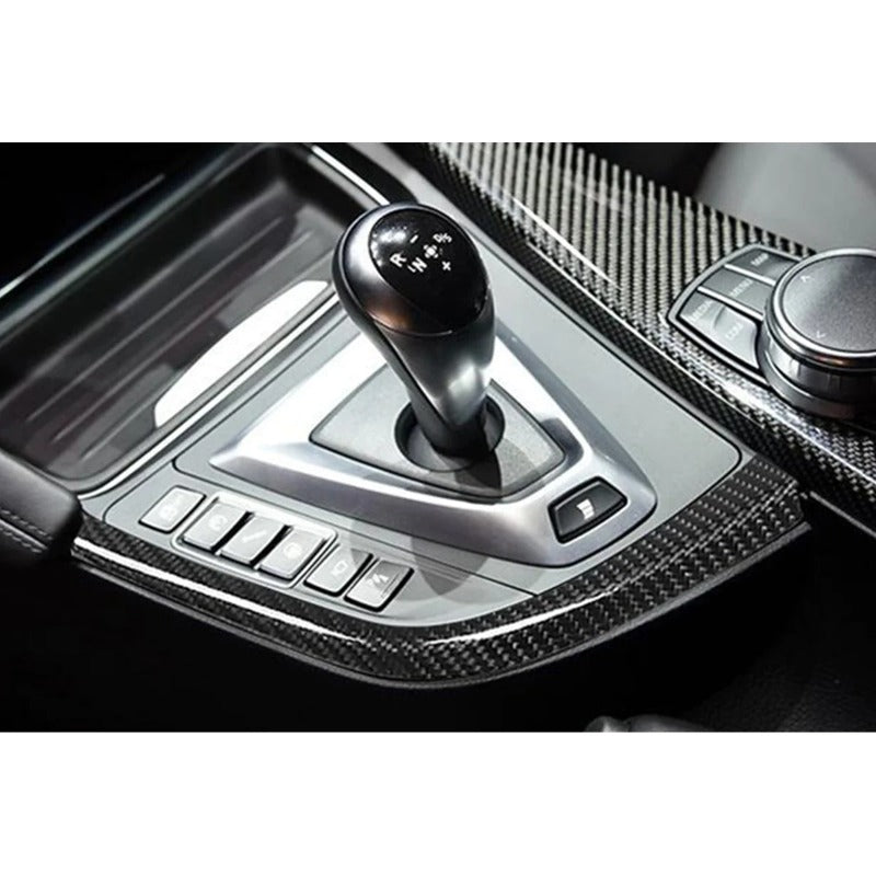 For BMW 2014-2018 LHD M3 M4 F80 F82 F83 Real Carbon Fiber Car Gear Shift Panel Side L  Strips Trim
