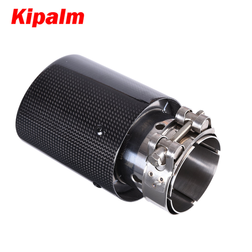 Carmon Glossy Carbon Fiber 304 Stainless Steel Exhaust Pipe Tail Pipe Muffler Tip Curly Edge for CX-30 CX-8 CX-5 CX-9