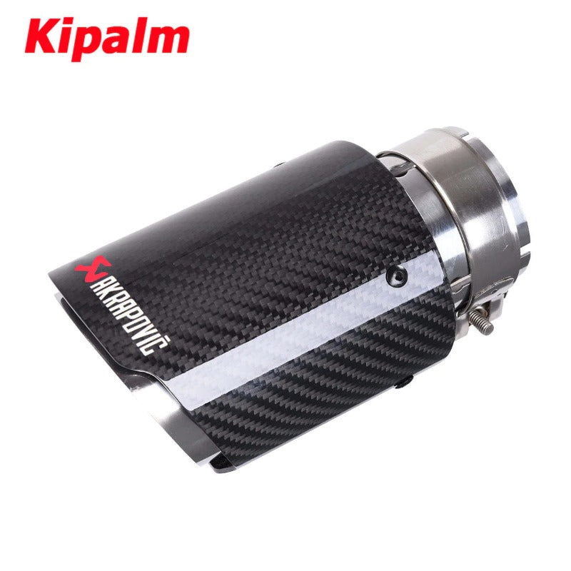 1PC Glossy Black Akrapovic Carbon Fiber Car Universal Exhaust Pipe Tailtip Muffler for BMW Toyota VW