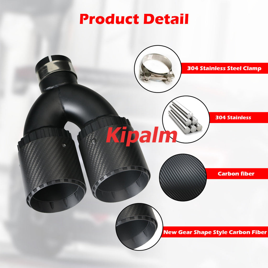 3 Layers Dual U Style New Gear Shape Design Carbon Fiber Exhaust Muffler Tips With AK  Logo