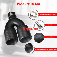 Load image into Gallery viewer, 3 Layers Dual U Style New Gear Shape Design Carbon Fiber Exhaust Muffler Tips With AK  Logo