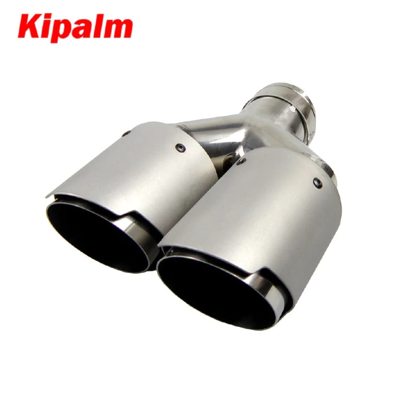 Kipalm Y-style Dual Carbon Fiber Muffler Tips Stainless Steel Double End Pipe for Car Twin Tips Exhaust Pipe
