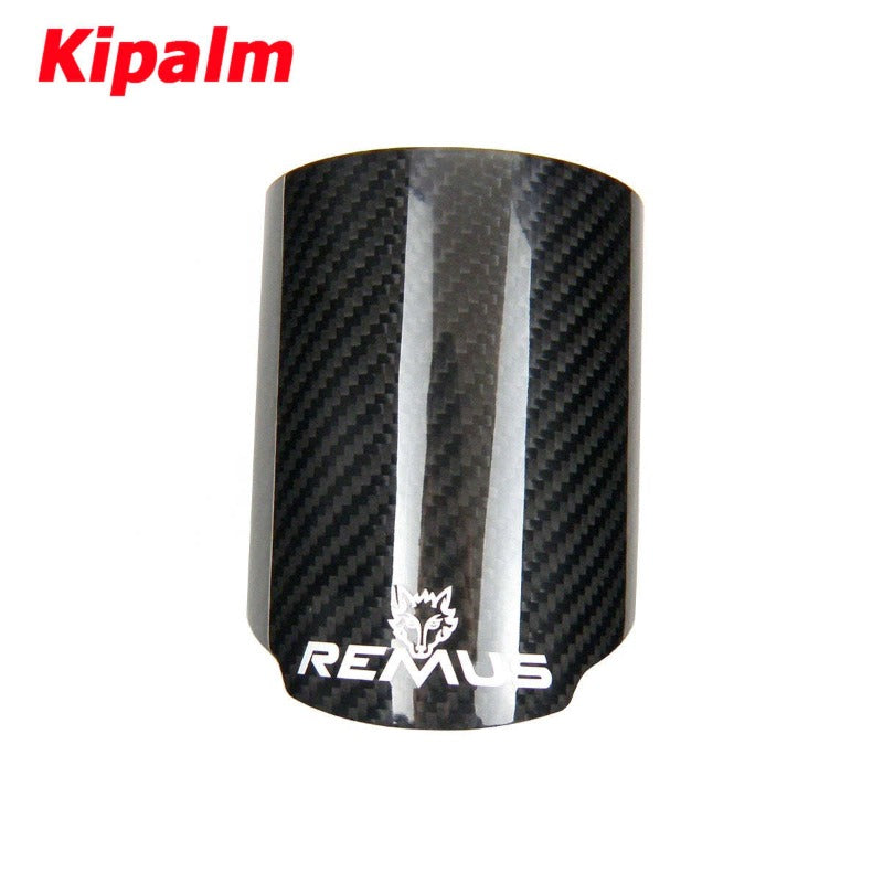 Car Universal REMUS Straight Edge Carbon Fiber Exhaust Tip Cover Exhaust Muffler Pipe Tip Case Housing