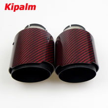 Load image into Gallery viewer, Red Glossy Twill Carbon Fibre Car Exhaust Tip Black Stainless Steel Muffler Tip Tail Pipe For BMW BENZ AUDI Car Accessories