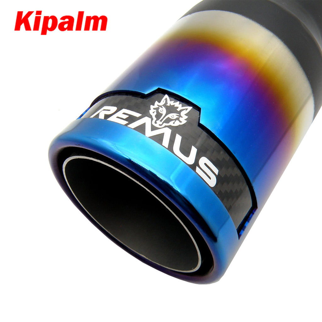 1PC REMUS Stainless Steel Universal Blue Burnt Exhaust Pipe Muffler Tips