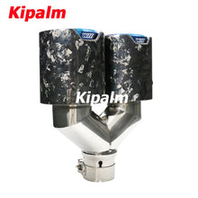 Load image into Gallery viewer, Kipalm Car Muffler Burnt Blue 304 Stainless Steel Y Style Dual Forged Carbon Fiber Exhaust Tip for BMW 430i M4 M5 Ｍ6