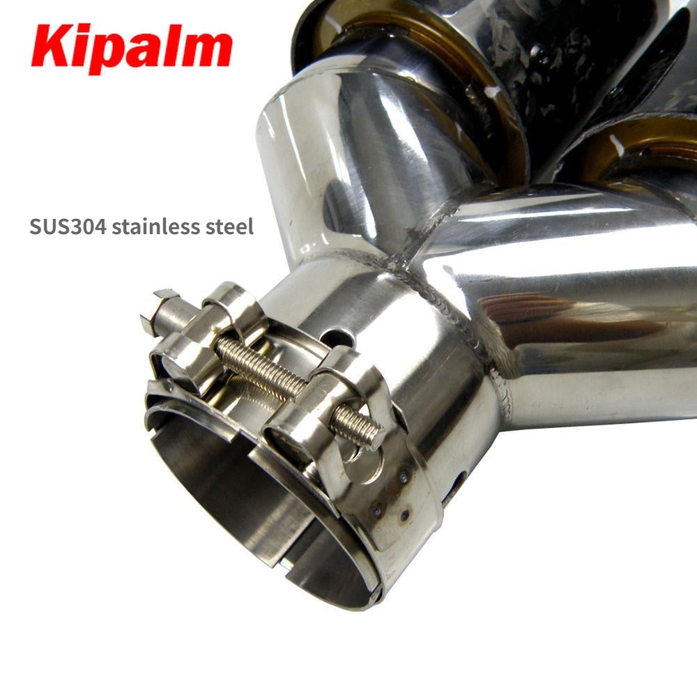 Kipalm Dual Forging Carbon Fiber Exhaust Pipe Muffler Tip with Golden Chrome Stainless Steel Inner Pipe