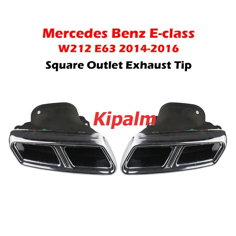 1 Pair  Stainless Steel Square Black Exhaust Quad Muffler Pipe For BENZ E Class W212 E63 2014 2015 2016 Tail Tips