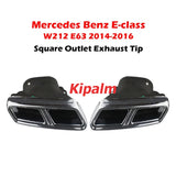 1 Pair  Stainless Steel Square Black Exhaust Quad Muffler Pipe For BENZ E Class W212 E63 2014 2015 2016 Tail Tips