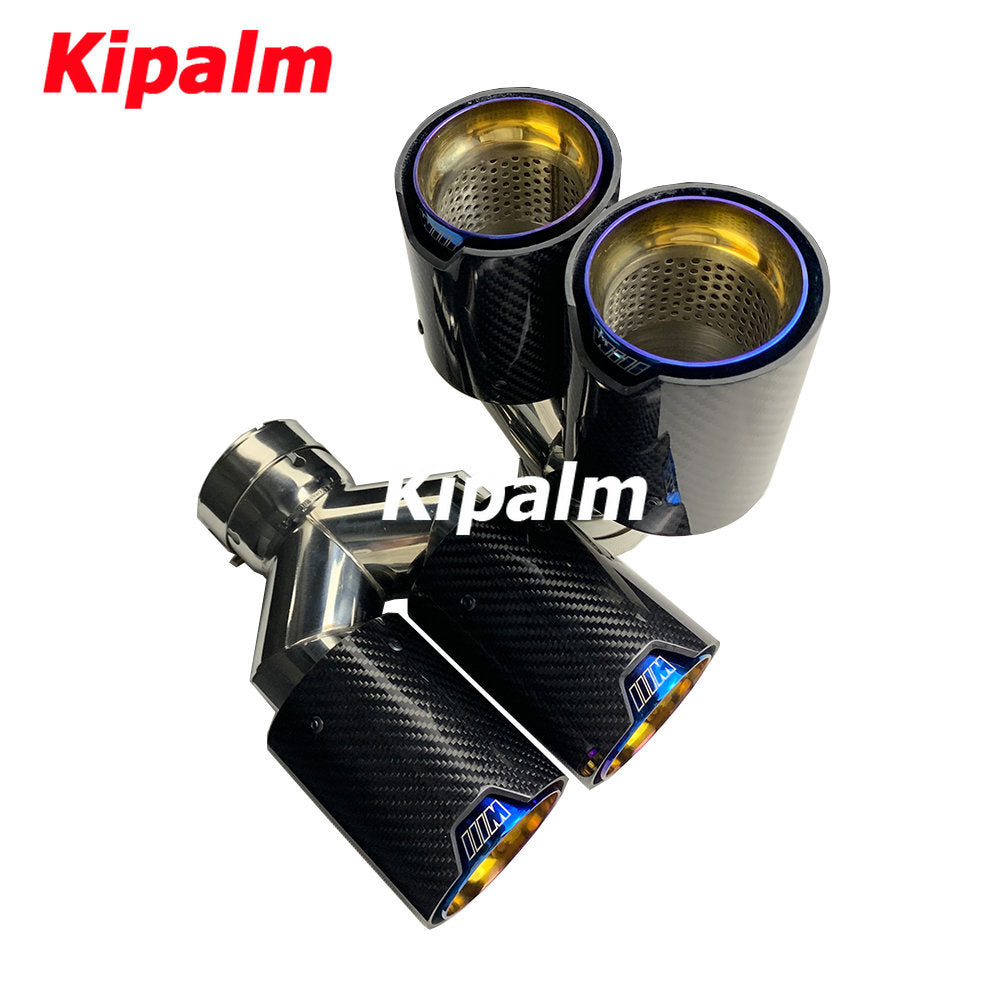 Universal M Performance Style Dual Outlet Carbon Fibre Muffler Tips Stainless Steel Exhaust Pipe for BMW