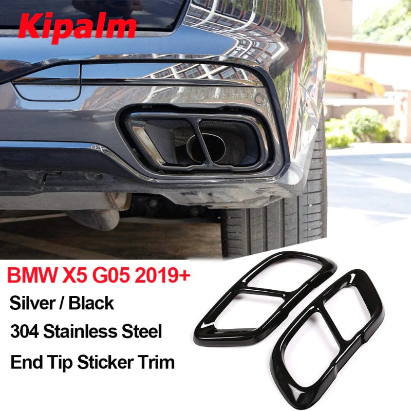 For BMW X5 G05 X6 G06 X7 G07 2018- 304 Stainless Steel Square Dual End Exhaust Muffler Tips Cover