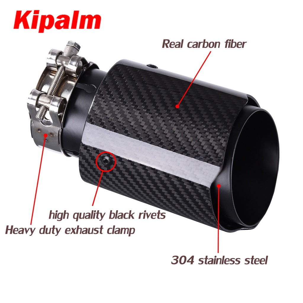 Kipalm Forged Carbon Fiber Exhaust Tip 304 Stainless Steel Twill Carbon Fiber Muffler Tips Fit for BMW X5 E70 E53