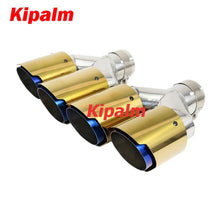 Load image into Gallery viewer, 1PC Universal Golden Dual Burnt Blue Stainless Steel Exhaust Tip Double End Pipe for BMW BENZ VW Golf TOYOTA