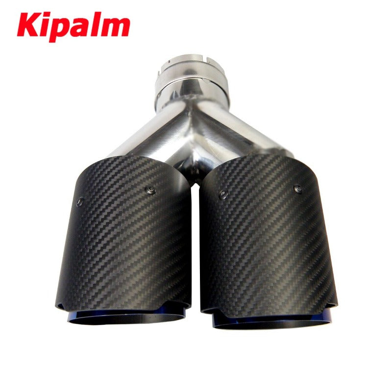 Dual Carbon Fiber Stainless Steel Burnt Blue Universal Auto Akrapovic Type Exhaust Tip for BMW BENZ VW Golf