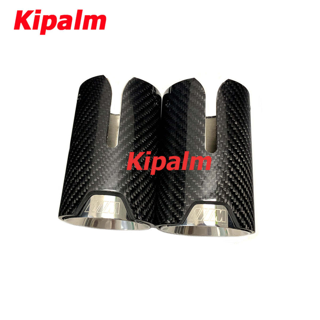 1 Pair Universal Glossy Carbon FIber Clip on Style Exhaust Muffler Tips for BMW E90 E92 325i Polo Jetta MK6 Scirocco