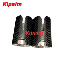 Load image into Gallery viewer, 1 Pair Universal Glossy Carbon FIber Clip on Style Exhaust Muffler Tips for BMW E90 E92 325i Polo Jetta MK6 Scirocco
