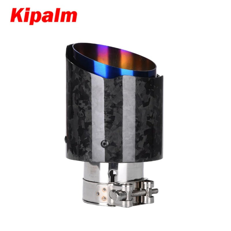 Forged Carbon Fiber Exhaust Pipe Muffler Tip with Blue Burnt for Camry Corolla Yaris Hilux Vios Rush Innova Fortuner Avanza