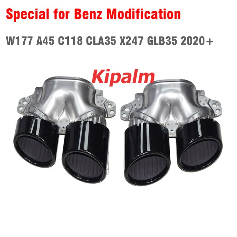 Dual Out Stainless Steel Exhaust Pipe for Mercedes-Benz W177 C118 A35 CLA35 AMG 2020+ Rear Bumper