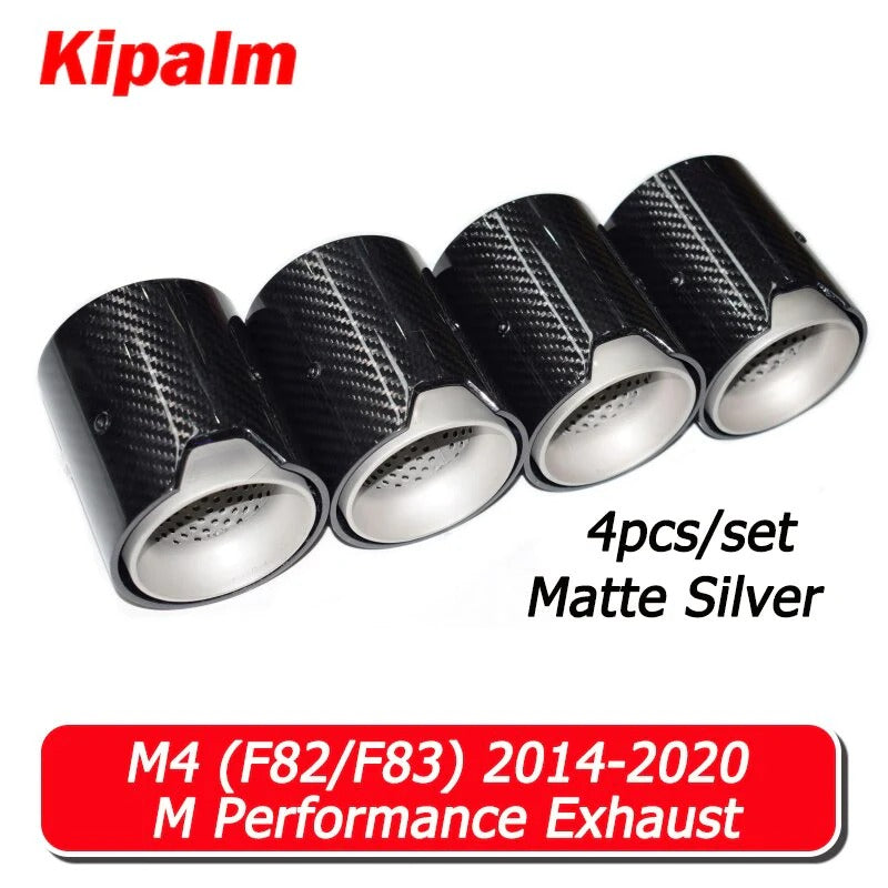 Kipalm 4PCS M Logo BMW M4 (F82/F83) 2014-2020 Carbon Fiber Exhaust Tip Muffler Pipe