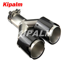 Load image into Gallery viewer, Kipalm Y-shape Dual-outlet Exhaust Pipe Four Slot Glossy Carbon Fiber Cover Stainless Steel Universal Auto End