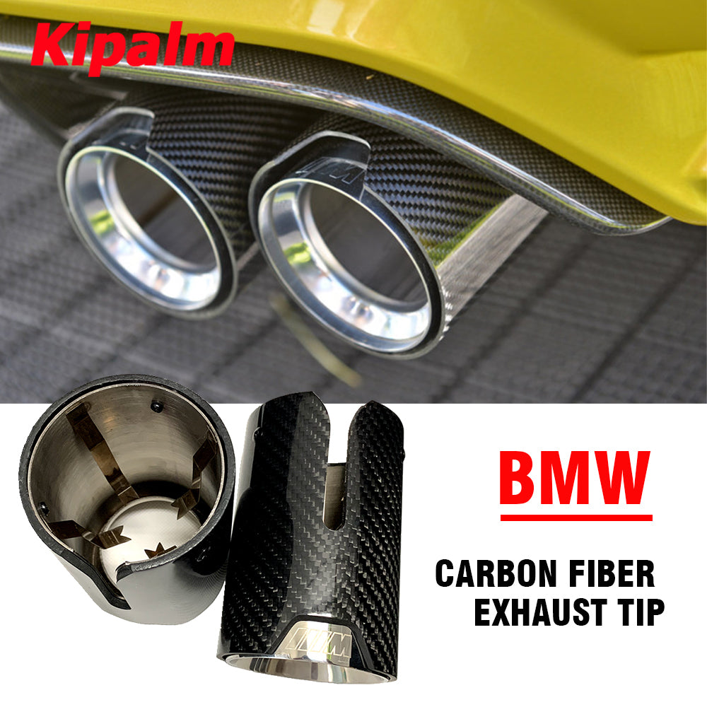 1 Pair Universal Glossy Carbon FIber Clip on Style Exhaust Muffler Tips for BMW E90 E92 325i Polo Jetta MK6 Scirocco