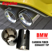 Load image into Gallery viewer, 1 Pair Universal Glossy Carbon FIber Clip on Style Exhaust Muffler Tips for BMW E90 E92 325i Polo Jetta MK6 Scirocco