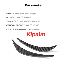 Original Fitment 3M Tape Carbon Fiber Front Bumper Fins Canard For Audi R8 V8 V10