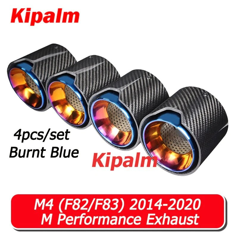 Kipalm 4PCS M Logo BMW M4 (F82/F83) 2014-2020 Carbon Fiber Exhaust Tip Muffler Pipe