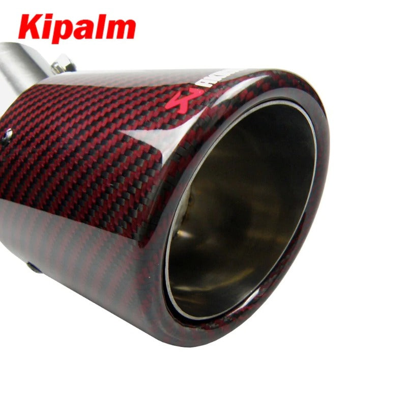 Kipalm Red Angle Adjustable Akrapovic Tips Carbon Fibre Car Exhaust Pipe Curly Edge muffler for Kicks Livina Juke Sentra Teana