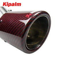 Load image into Gallery viewer, Kipalm Red Angle Adjustable Akrapovic Tips Carbon Fibre Car Exhaust Pipe Curly Edge muffler for Kicks Livina Juke Sentra Teana