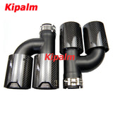 Universal M Performance Style h Shape Dual Carbon Fiber Muffler Tips Black Stainless Steel Exhaust Pipe for BMW