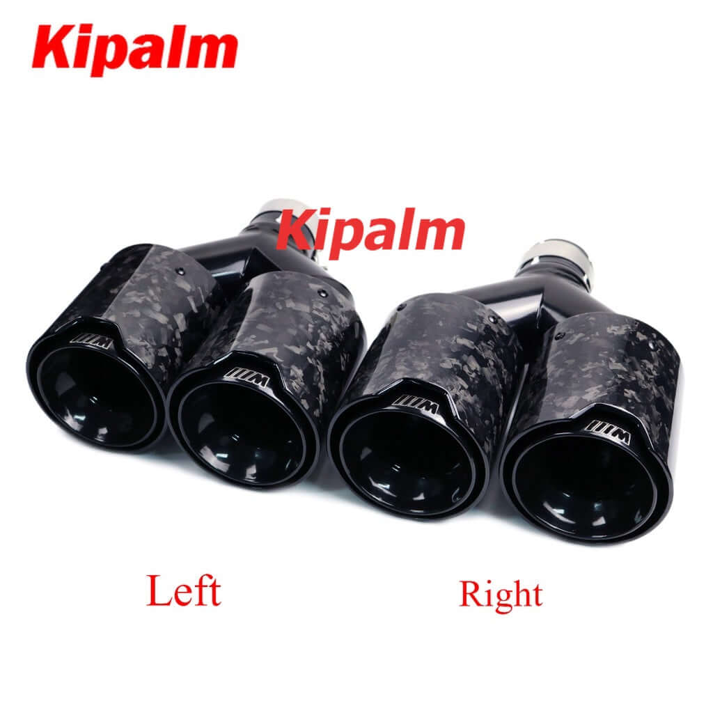 1 Pair BMW Y-Style Forged Carbon Fiber Black Stainless Steel Exhaust Tips Muffler Pipe For M3 M4