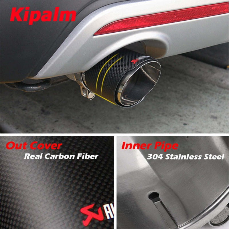 2PCS Carbon Fiber Pipe For Ford Explorer Kuga Escape Muffler Tips Car Exhaust Pipes AK Logo