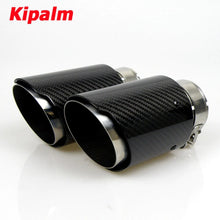 Load image into Gallery viewer, 1PC Free Shipping Universal Style Glossy Carbon Fiber + 304 Stainless Steel Exhaust Muffler Tip Without Logo