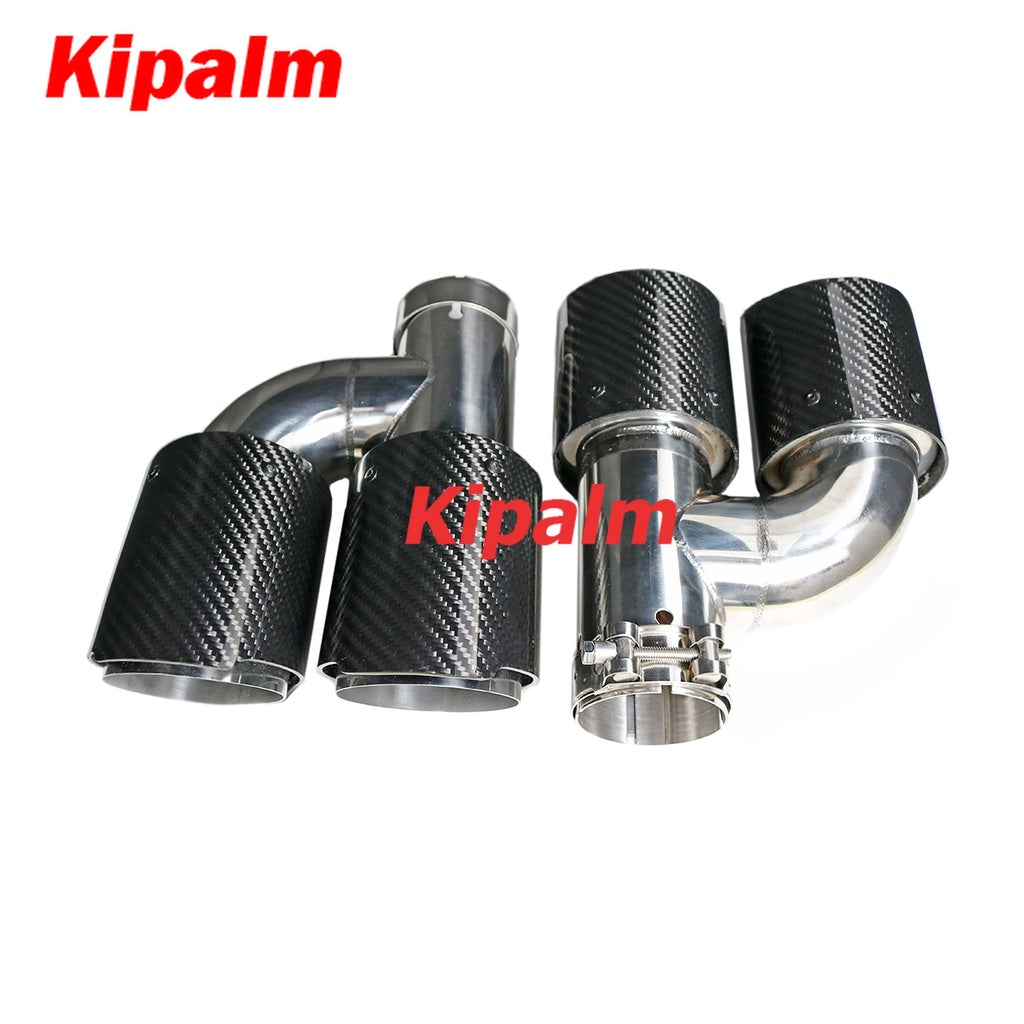 Dual Pipe h Style  Carbon Fiber + Stainless Steel Universal Auto Exhaust Muffler Tips Double End Pipe for BMW BENZ VW Golf