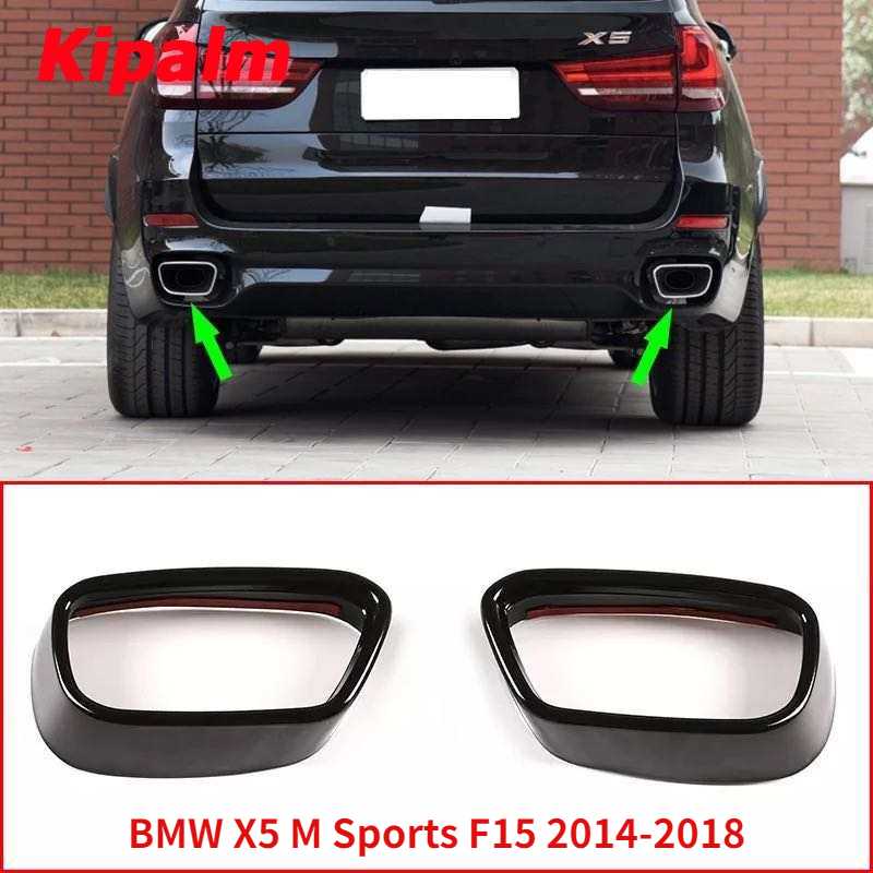 1 Pair Exhaust Muffler Tip Black Cover Trim for BMW X5 M Sports F15 2014-2018