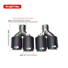 Load image into Gallery viewer, 1PC Dual Outlet Real Carbon Fiber Exhaust Tips Silver 304 Stainless Steel Muffler Pipe with M Logo
