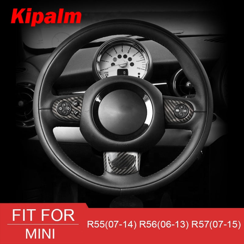 Carbon Fiber Interior Trim Car Steering Wheel Button Cover Sticker for Mini Cooper R55 R56 R57