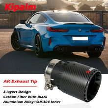 Load image into Gallery viewer, Universal Straight Cut 3-layers Design Carbon Fiber Exhaust Pipe Muffler Tips Tailpipe Ends with AK logo