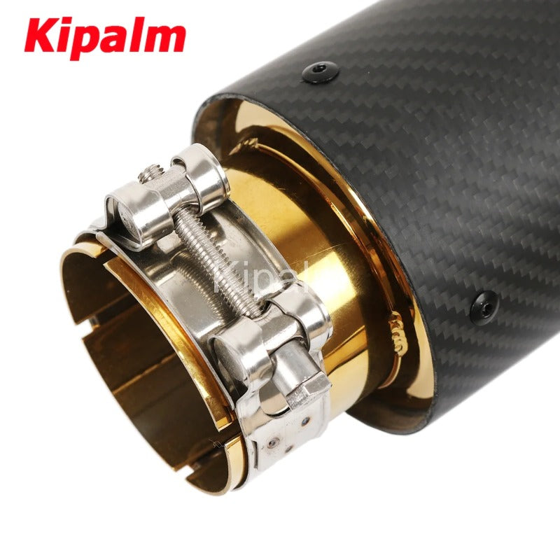 Matte Carbon with Gold Pipe Exhaust Muffler Tip Exhaust End Pipe Tail Pipe Tip with AK Logo