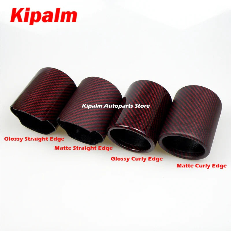 Akrapovic Type Car Universal Exhaust Pipe Red and Twill Carbon Fiber Cover Exhaust Muffler Pipe Tip case Exhaust Tip housing