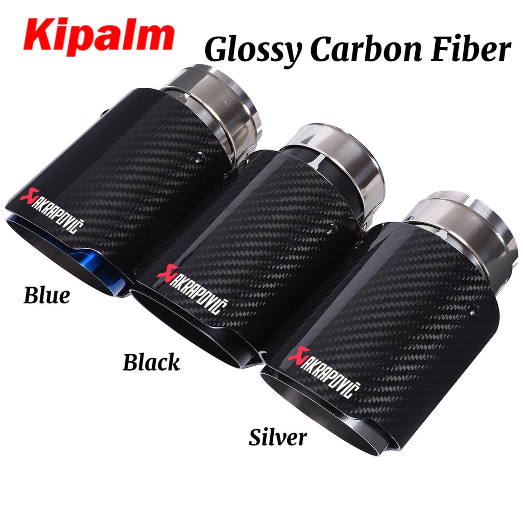 Kipalm Forged Carbon Fiber Exhaust Tip 304 Stainless Steel Twill Carbon Fiber Muffler Tips Fit for BMW X5 E70 E53