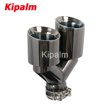 Load image into Gallery viewer, 1 Pair Dual Y Shape Universal Car Exhaust Muffler End Tips Black Stainless Steel Pipe Toyota BMW