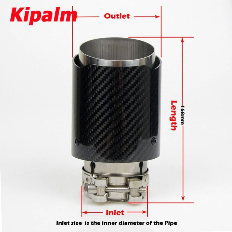 1PC Free Shipping Universal Style Glossy Carbon Fiber + 304 Stainless Steel Exhaust Muffler Tip Without Logo