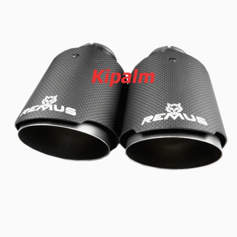 Universal Remus Sport Carbon Fiber Exhaust Muffler Tips Matte Silver Tail Pipe for BMW AUDI GOLF MAZDA
